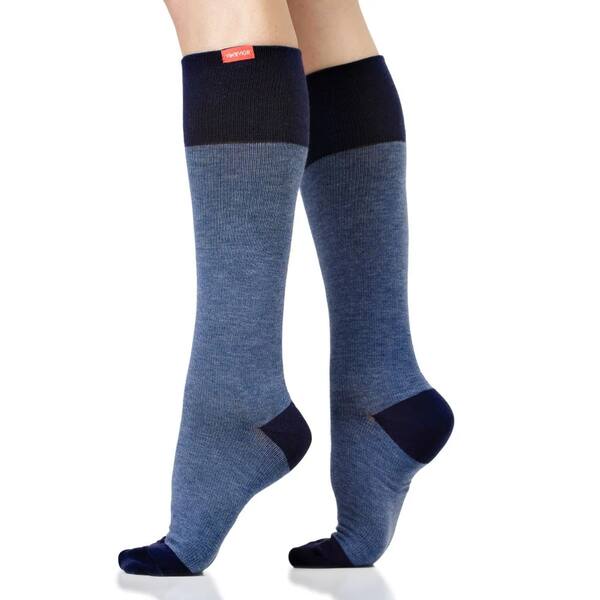 Blue and navy VIM & VIGR knee-high compression socks